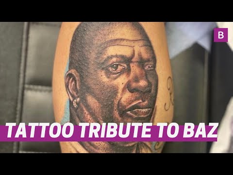 Tattoo artist inks Barrington Patterson, aka One eyed Baz, tribute