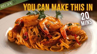 20 mins - Shrimp and Salami Pasta - Mediterranean Fusion