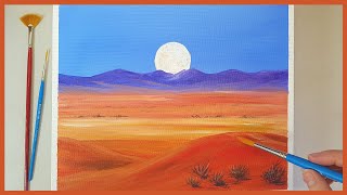 Colours of the Desert🌵Easy Simple Acrylic Painting for Beginners🎨Easy Landscape painting tutorial