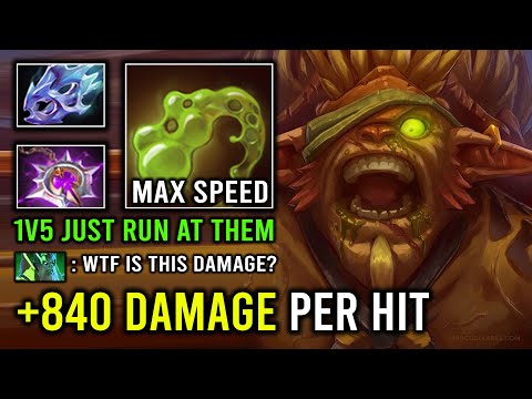 WTF +840 Damage Per Hit 1v5 Run At Them Bristleback Moon Shard Hyper Speed Carry Dota 2