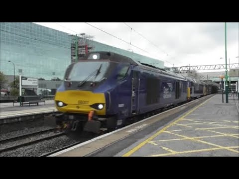 DRS 68007 'Valiant' rumbles through Milton Keynes Central with a loco convoy 01/09/21