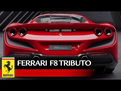 Ferrari F8 Tributo en acción con datos técnicos