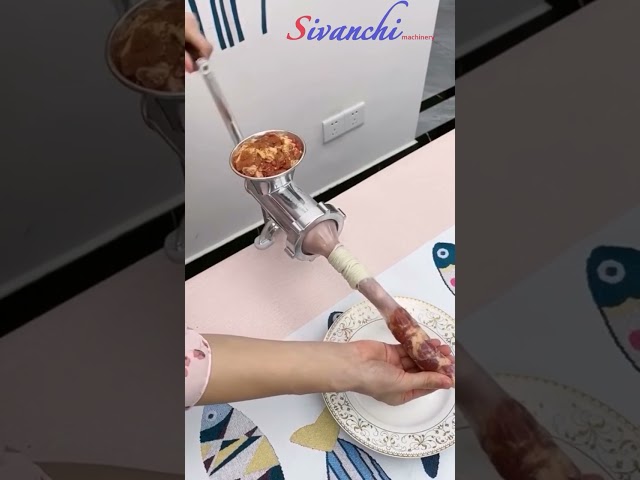 Vídeo relacionado con Songlela Manual Sausage Filler Maker, Meat Stuffer Filler Hand Operated Machine Silver, #2-2.5