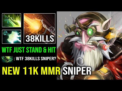 NEW 11K MMR SNIPER GOD | WTF 38Kills Hard Carry Super Knockback DPS 14Min Godlike 7.32c Dota 2