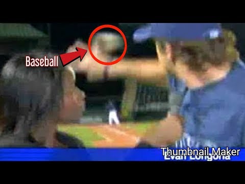 Evan Longoria saves news reporter from speeding baseball.
