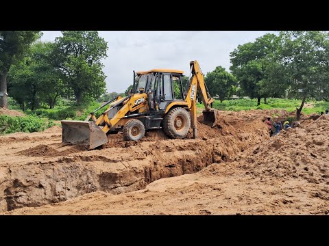 JCB Backhoe Loader Working For New Bridge Construction - JCB Dozer Working Video