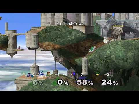Super Smash Bros Melee - Ice Climbers, Ganondorf, Roy vs Falco Team Battle no TAS