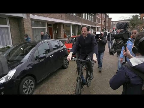 شاهد رئيس وزراء هولندا يستخدم دراجته الهوائية ليدلي بصوته في الانتخابات التشريعية…