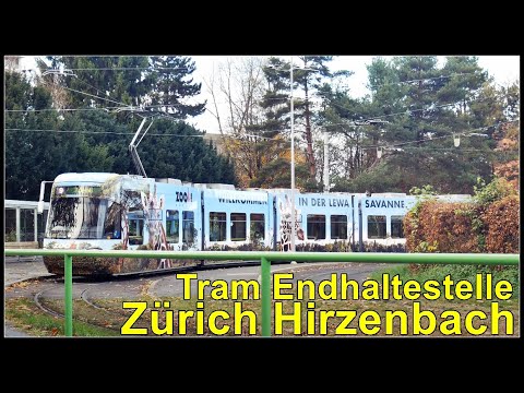 Zurich Tram Stop / Tram Endhaltestelle Zürich Hirzenbach, Stadt Zürich, Schweiz 2020