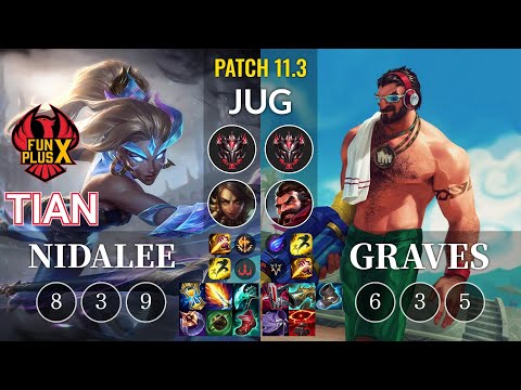 FPX Tian Nidalee vs Graves Jungle - KR Patch 11.3