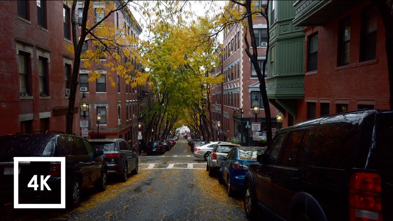 Immersive street-level walking tour through Boston Beacon Hill, United States, showcasing authentic urban landscapes, local architecture, and the vibrant atmosphere of the city's neighborhoods