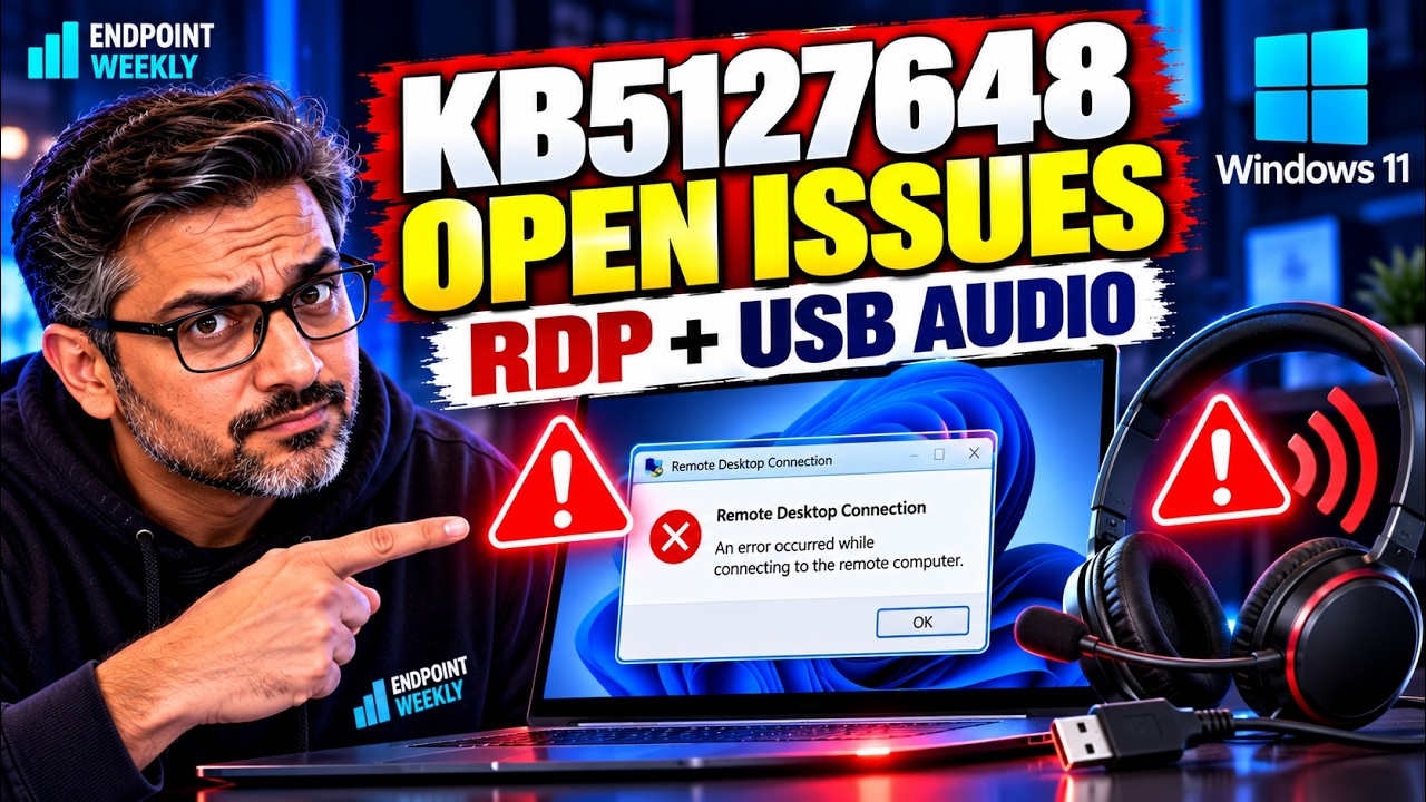 RDP and USB AUDIO Error 0xC000000D Still Open in KB5127648 — Check Your Exposure