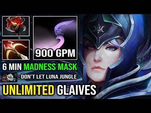 WTF 6Min Mask Madness Luna | Insane Jungle Speed 900 GPM Unlimited Moon Glaives 7.30e Dota 2