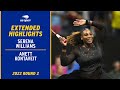 Serena Williams Vs Anett Kontaveit Extended Highlights 2022 US Open Round 2