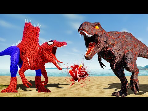 New Lava T-Rex vs Spider-Man Spinosaurus vs Batman I-Rex, Dinosaurs Break Out, Dinosaur Attack 🌍 JWE