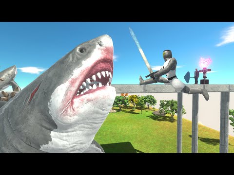 Escape from megalodon center - Animal Revolt Battle Simulator