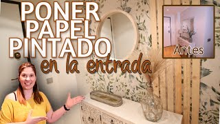 Poner PAPEL PINTADO ¡REFORMA COMPLETA de la ENTRADA SIN OBRAS! 😍🖌️ Paso a Paso 👣 DIY