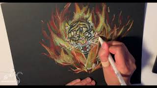 Ferocious Fiery Tiger Drawing