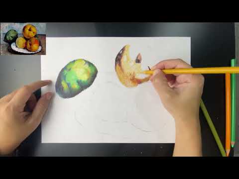 Paul Cezanne's Still Life with Apple Coloured pencils