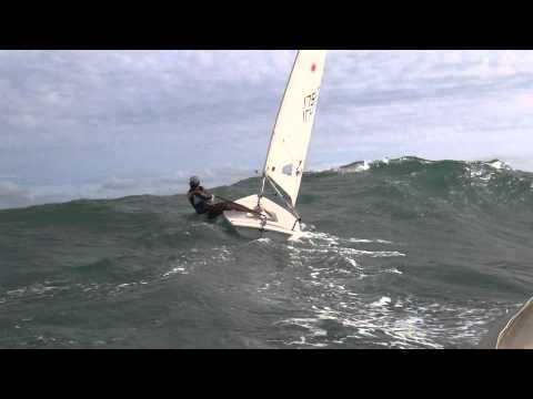 Laser sailing Big waves heavy wind (18knots)