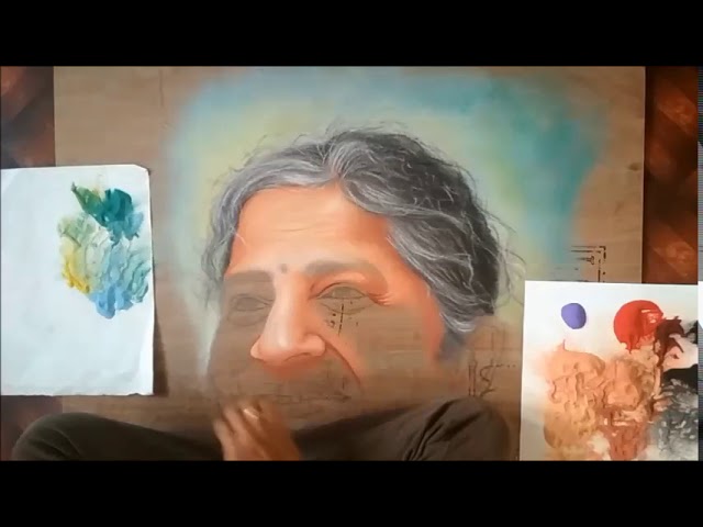 Portrait rangoli design sudha murthy by ganesh khare