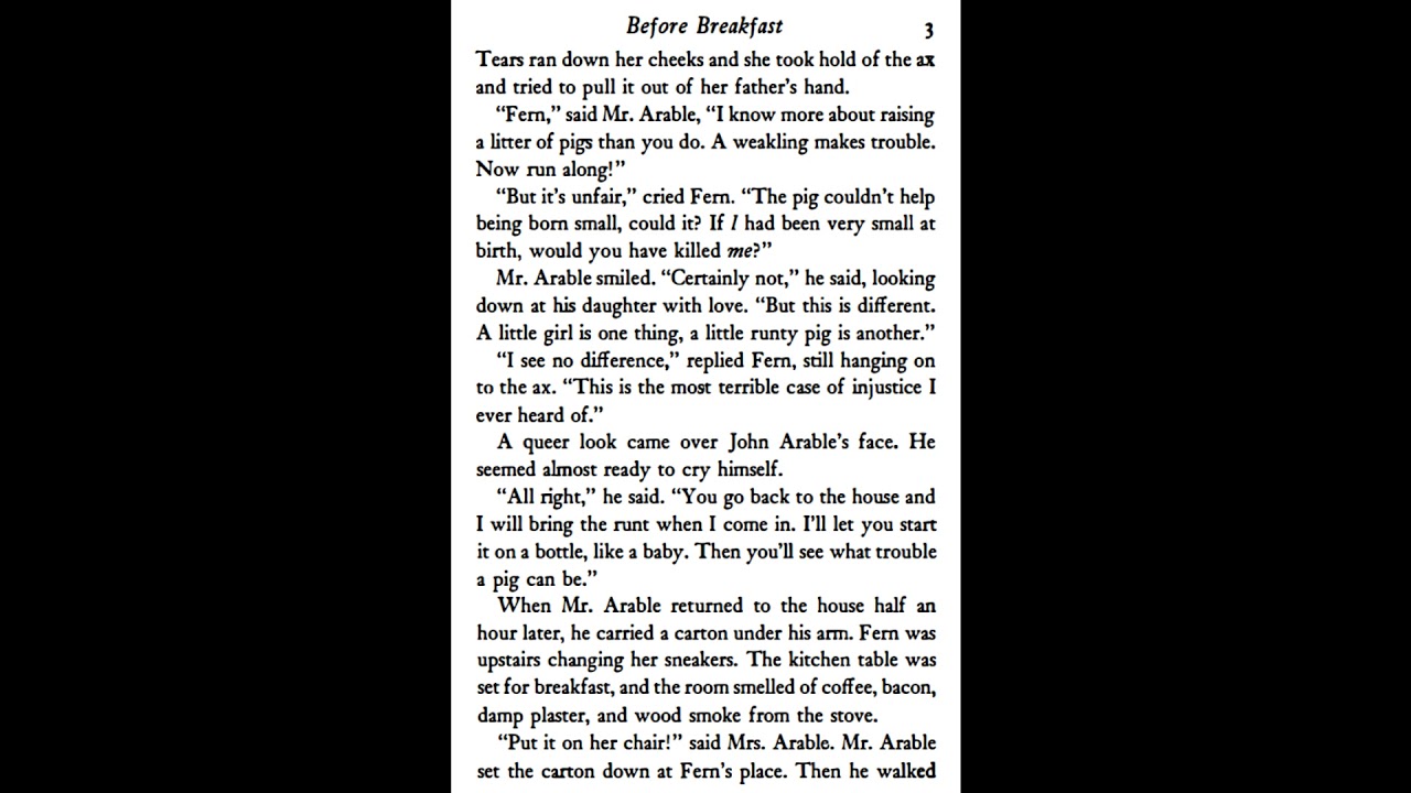 Charlotte's Web Chapter 1 Before Breakfast