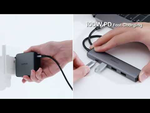 USB-хаб Ugreen CM478 USB Type-C на HDMI 1xUSB 3.0 2xUSB 2.0 дополнительное питание PD 100W Серый (15495) - фото 1 - id-p3172050114