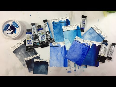 Watercolor: Swatching all of my Blues