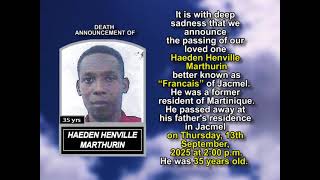 Haeden Henville Marthurin ~ Short Obituary