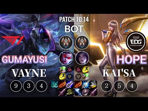 T1 Gumayusi Vayne vs EDG Hope Kai'Sa Bot - KR Patch 10.14