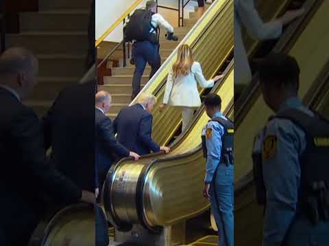 Escalator Suddenly STOPS as Trump and First Lady Arrive at United Nations #shorts