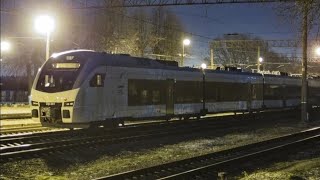 DŞI Stadler Flirt160 diesel train passes Evlakh station, Azerbaijan 🇦🇿