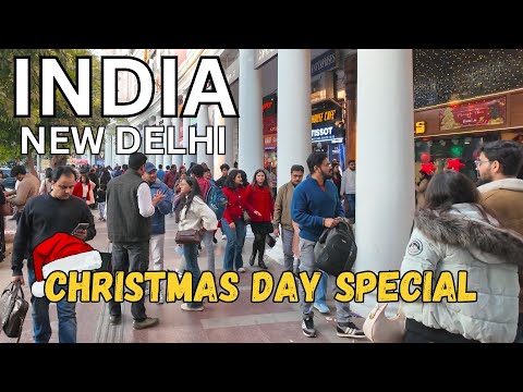 Walking in India 2025 🇮🇳 - Connaught Place, New Delhi (Christmas Day 4K Walking Tour)