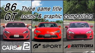 TOYOTA86GT　GTスポーツ＆プロジェクトカーズ2＆ASSETTO CORSA　サウンド＆グラフィック比較