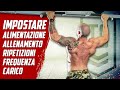 Impostare ALIMENTAZIONE, ALLENAMENTO, FREQUENZA, RIPETIZIONI e CARICO