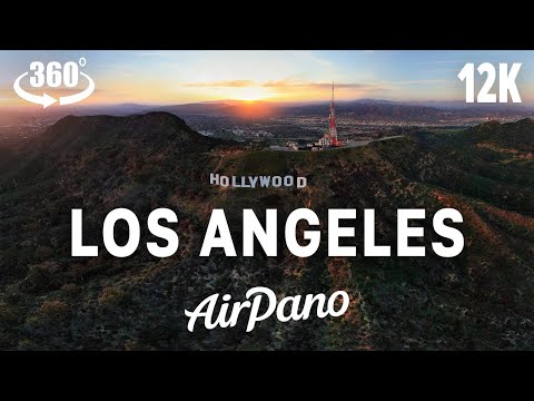 Scenic flight over Los Angeles, CA, USA. Aerial 360° video trailer in 8K