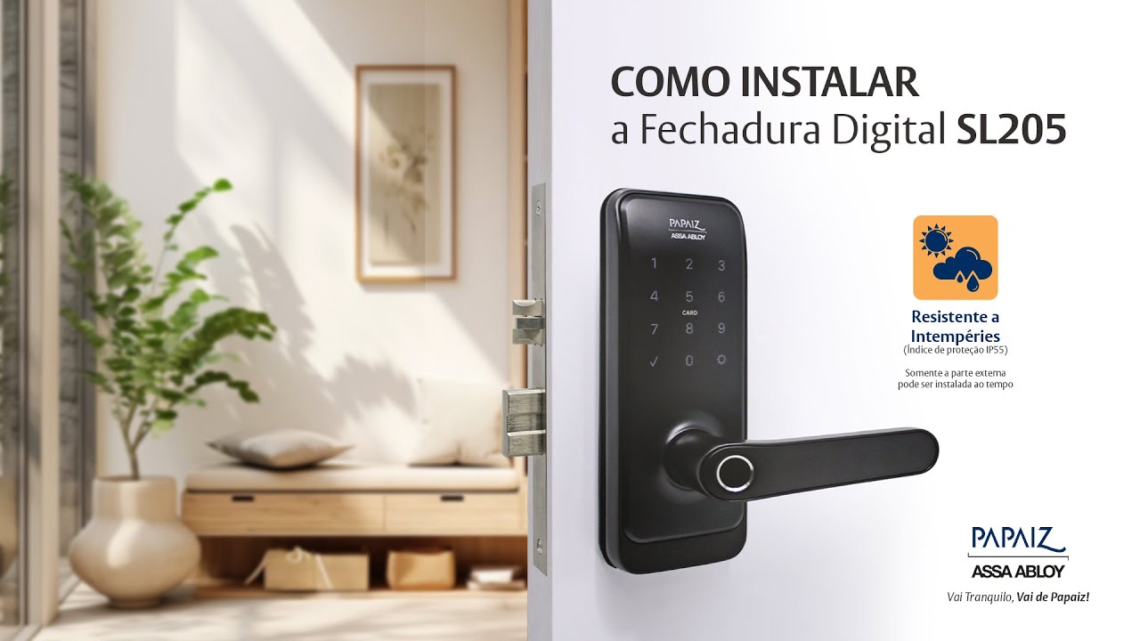Papaiz Fechadura Digital SL205 Biometria Senha Cartão