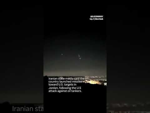 Video said to show missile interceptions over Jordan, seen from the West Bank