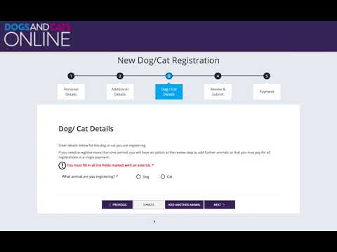 Register as a new owner of a dog or cat at dogsandcatsonline.com.au