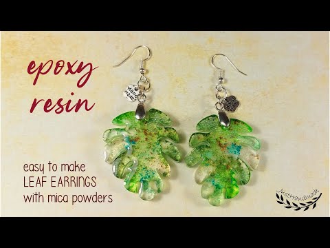 JustHandmade - Epoxy resin easy to make leaf earrings with mica powders - tutorial / DIY jewelry