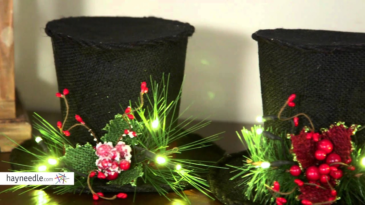 Gerson 9 in. Lighted Black Burlap Holiday Top Hat Set - Product Review Video
