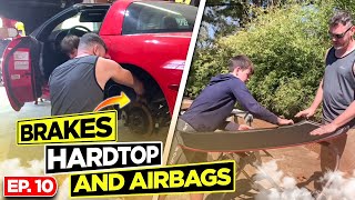 Ep. 10 Rebuilding a Wrecked C5 Corvette | Bleeding Brakes | Repairing Hardtop | Airbag Removal