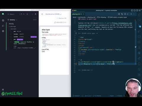 Cypress cy.as エイリアス タイプ: クエリと静的