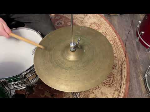 1940's Zildjian 15" Trans Stamp Hi Hat Cymbal Set US Military Transitional image 9