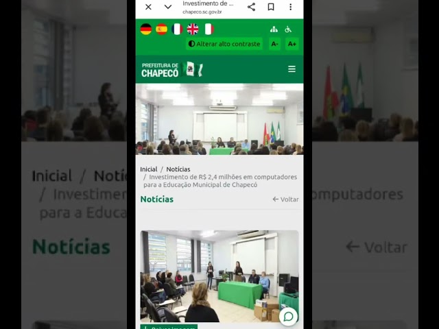 Prefeitura de Chapecó investe 2,4 milhões em computadores para a Educação