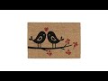Fußmatte Kokos mit Vögeln Schwarz - Braun - Rot - Naturfaser - Kunststoff - 60 x 2 x 40 cm