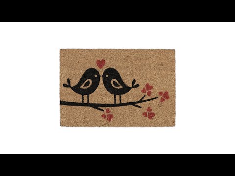 Paillasson coco avec oiseaux Noir - Marron - Rouge - Fibres naturelles - Matière plastique - 60 x 2 x 40 cm