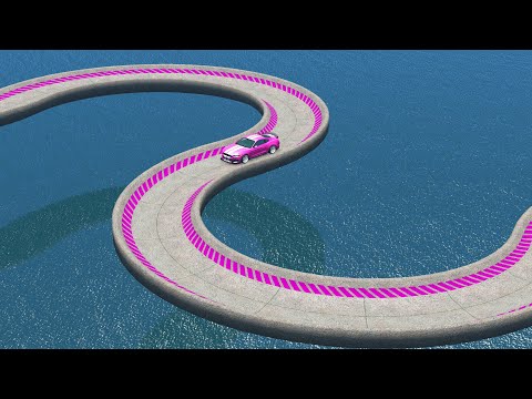 Impossible S Shape Bridge Crossing Cars Vs Deep Water - BeamNG.Drive