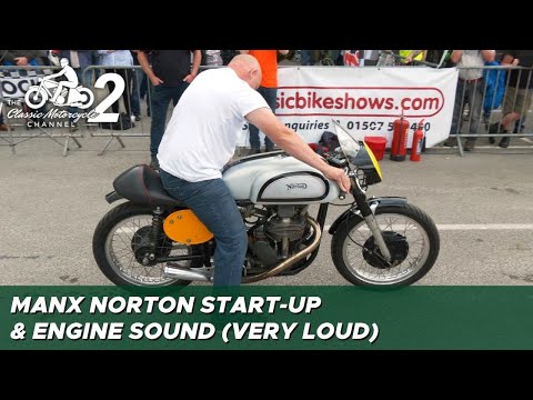 Manx Norton start-up & engine sound with megaphone exhausts