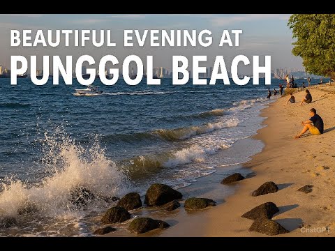 Beautiful Evening at Punggol Beach Singapore | Relaxing Sea Waves 🌊 #travelmanik #shortsfeed